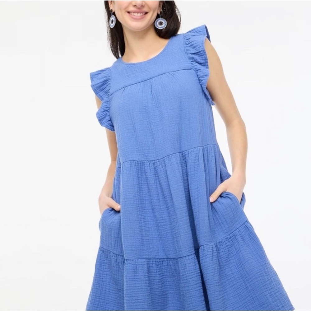 Jcrew tiered gauze cotton dress